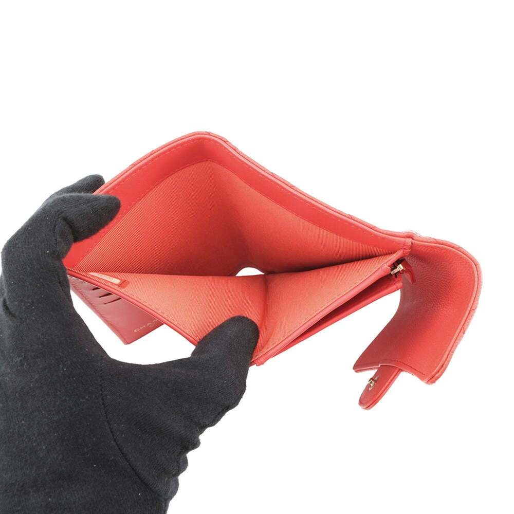 CHANEL Authentic Red Caviar Leather Logo Wallet - Picture 5 of 16